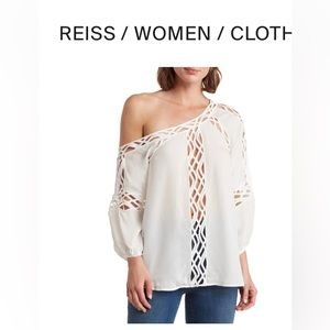 Reiss lena drape ivory top.